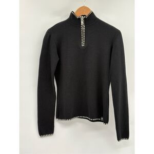Neve Designs 1/4 Zip Sweater Women Small‎ Black Ski Nordic Pullover Long Sleeve